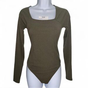 American Eagle Outfitters Dark Green Ribbed Top